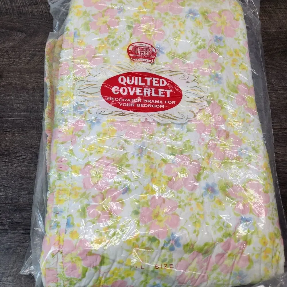Vintage Barclay Home Full Quilted Coverlet Shadow Rose NEW 90